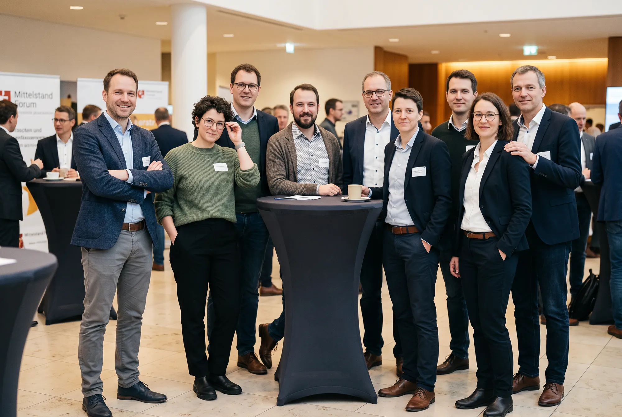Gruppe von Kollegen beim organisierten Gruppenfoto
